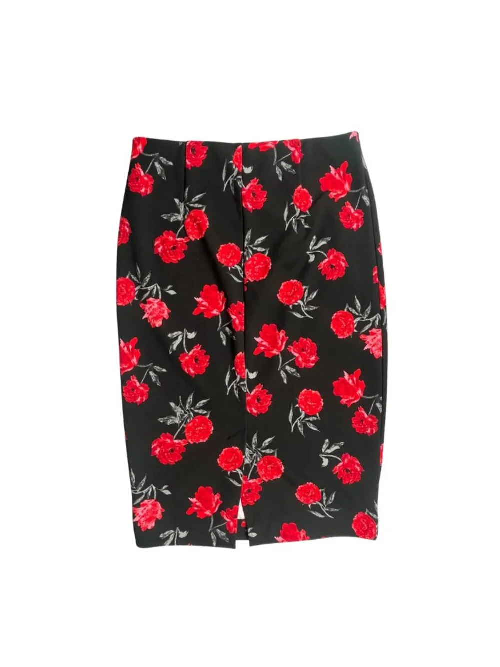 Dynamite Black Red Floral Crop Top & Pencil Skirt Matching Set Medium